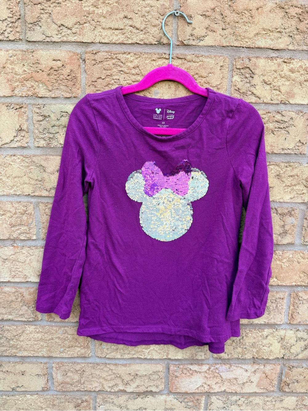 🌿4/$25 • Disney x Jumping Beans Minnie Mouse Flip Sequin Long Sleeve Top
